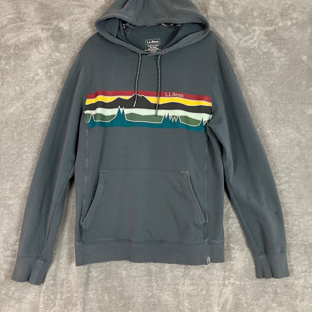 LL‎ Bean Comfort Camp Hoodie Sweatshirt Mens M Mountain Graphic Outdoor